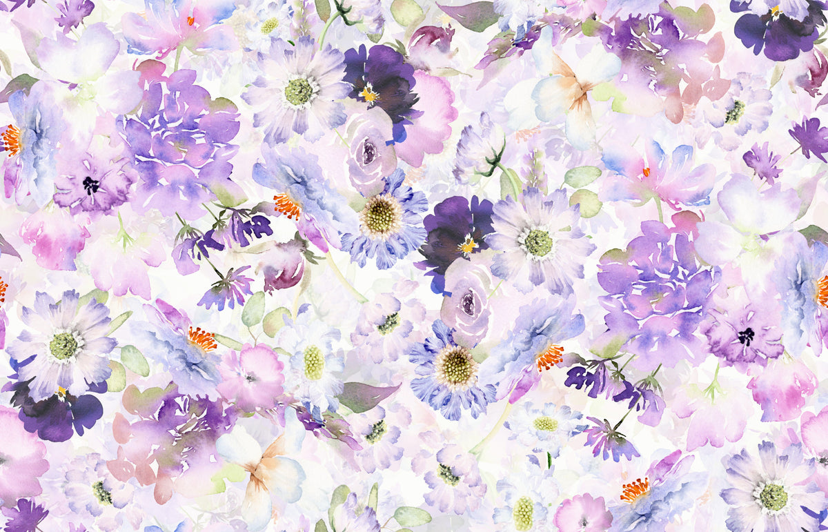 Violet Floral Bloomscape Wallpaper⁠ in your room — zoomed