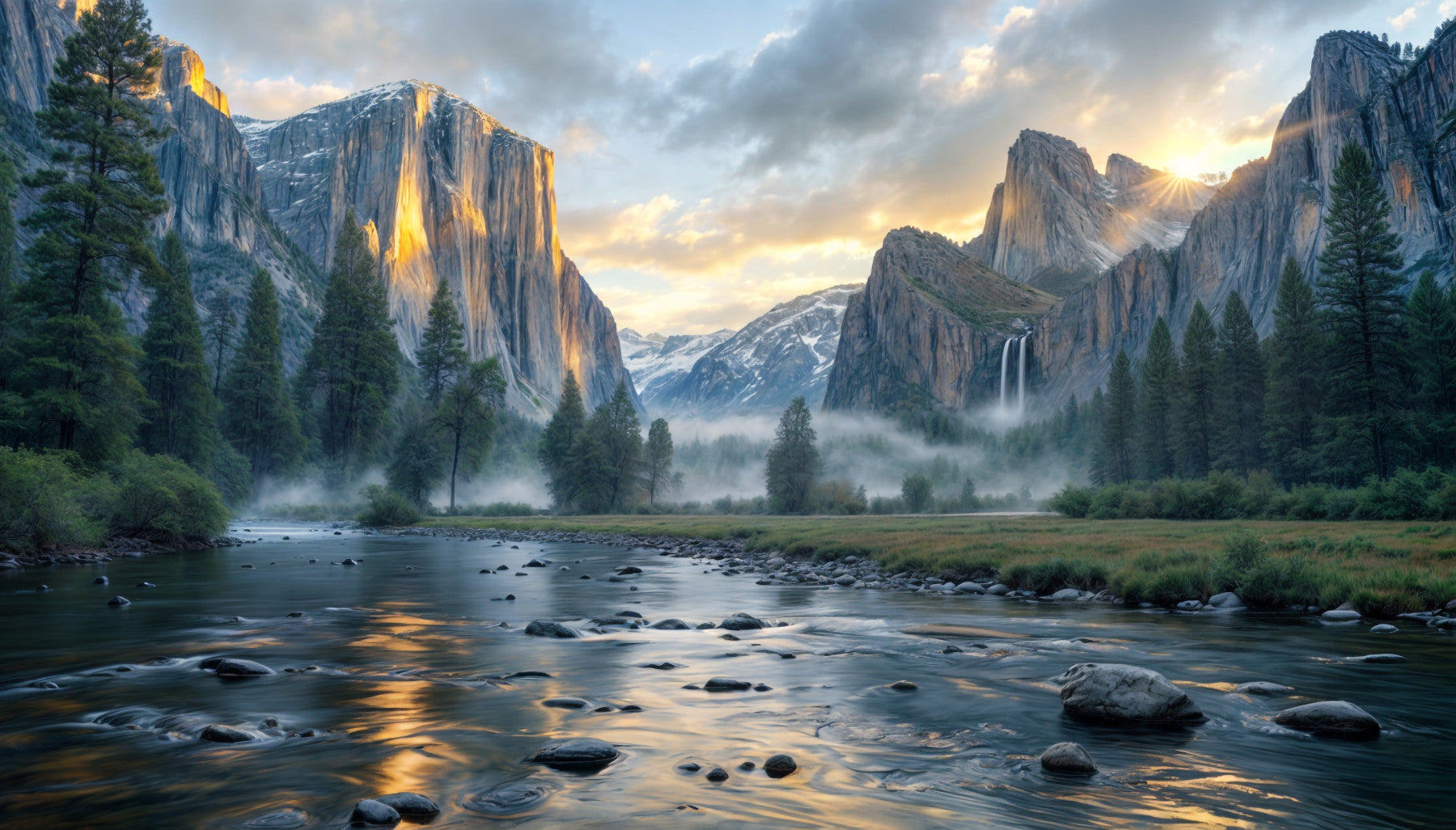 Misty Peaks Panorama Wall Mural