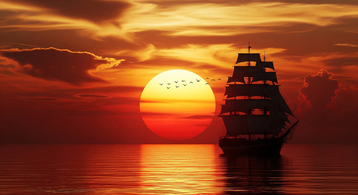Setting Sun Sail Wall Mural in your room — zoomed