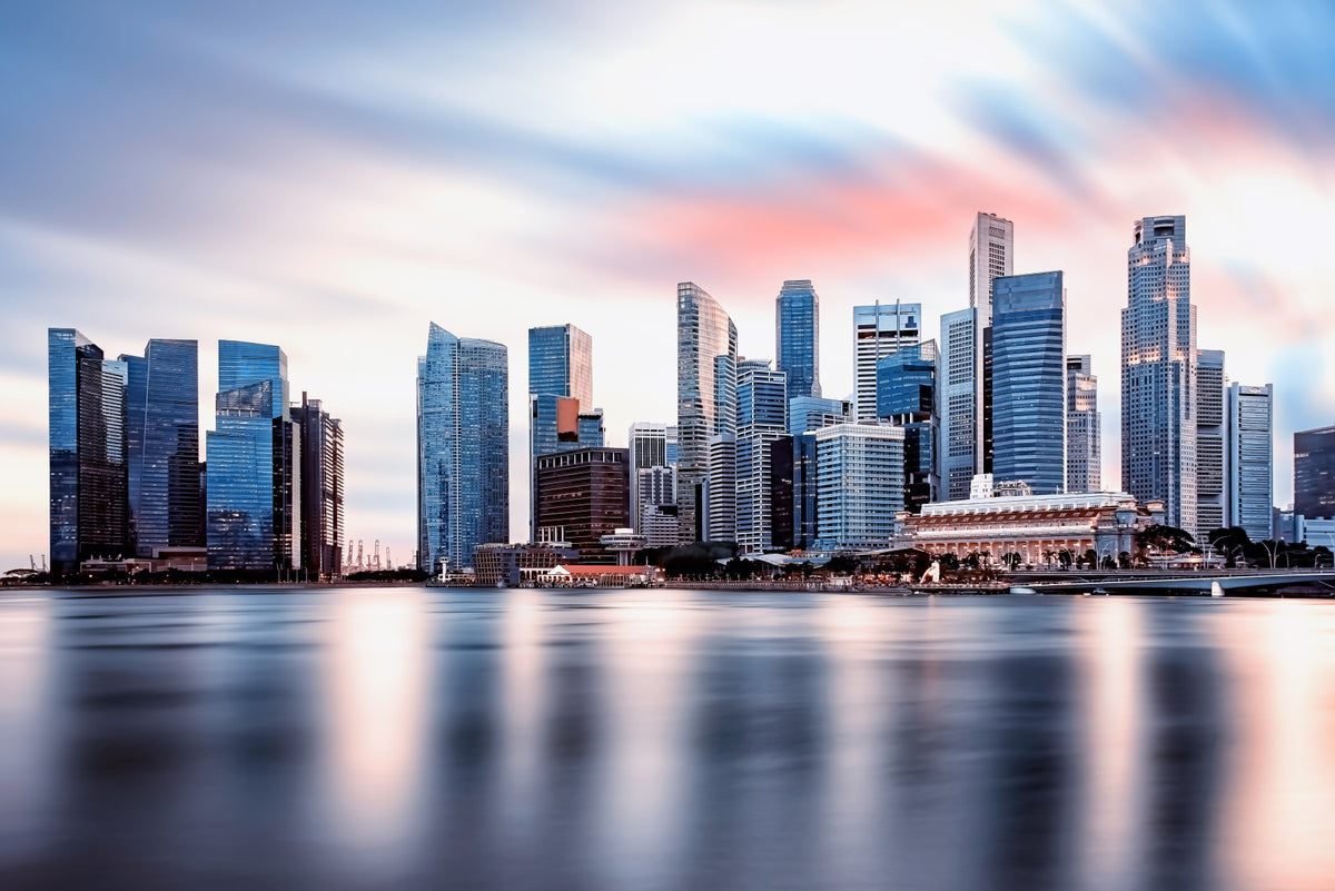 Reflective Metropolis Wall Mural in your room — zoomed