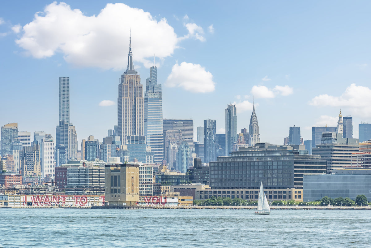New York Skyline View Wall Mural in your room — zoomed