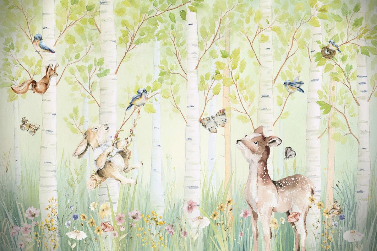 Birchwood Forest Friends Tales Wall Mural in your room