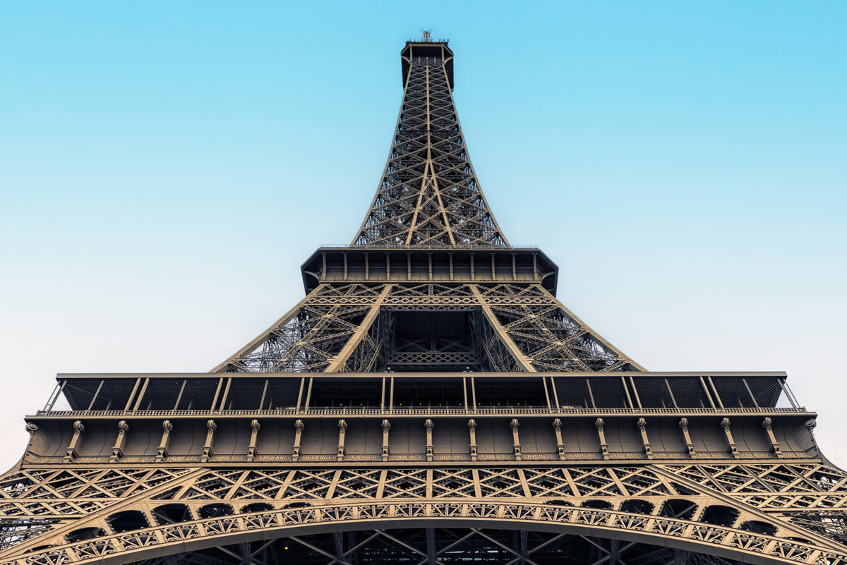 Eiffel's Azure Ascent Wall Mural in your room — zoomed