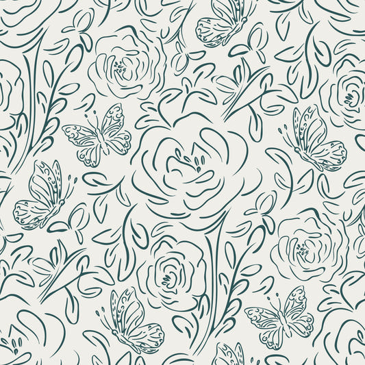 Butterfly Bloom Line Art Wallpaper⁠
