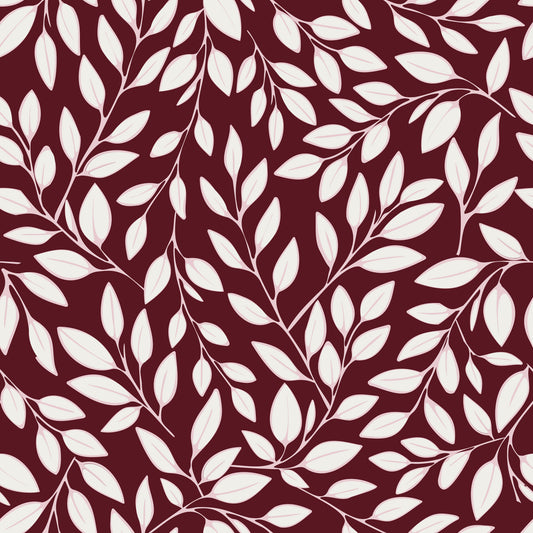 White Vines on Burgundy Wallpaper⁠