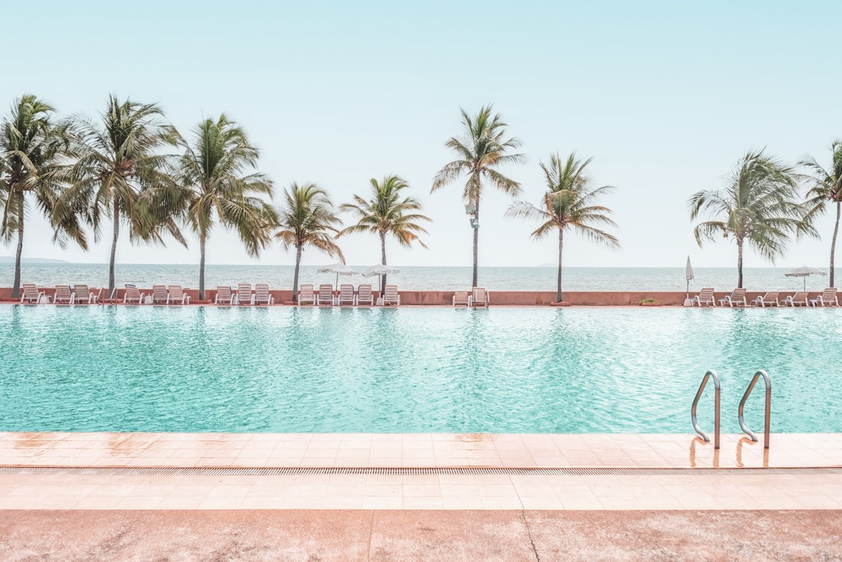 Tropical Poolside Wall Mural in your room — zoomed