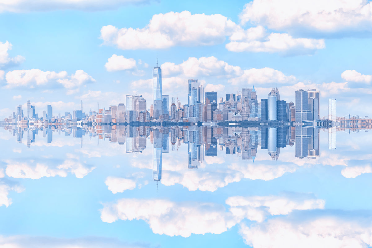 Skyline Reflection Wall Mural in your room — zoomed