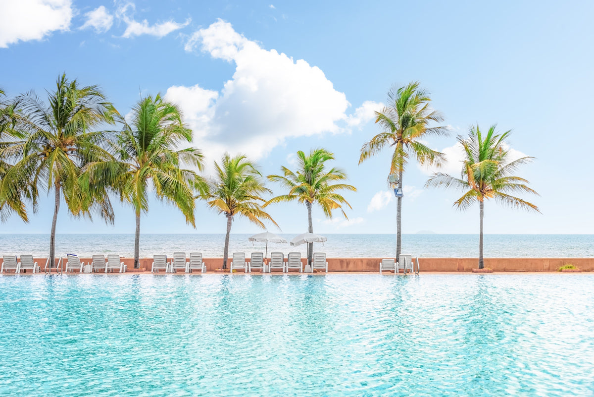 Palm Pool Escape Wall Mural in your room