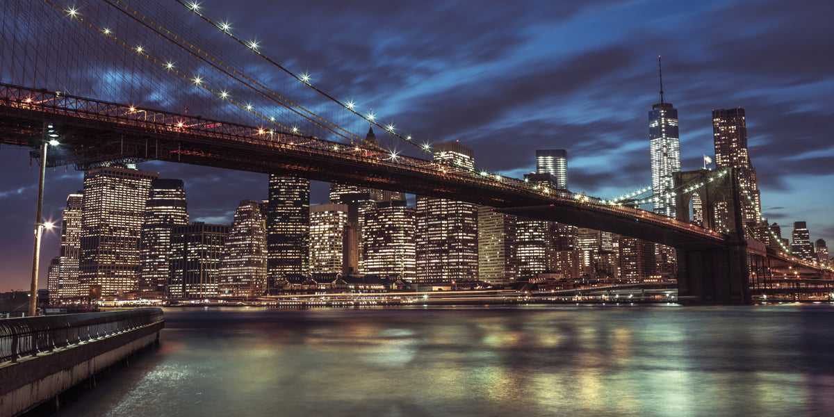 Brooklyn Bridge at Dusk Wall Mural in your room