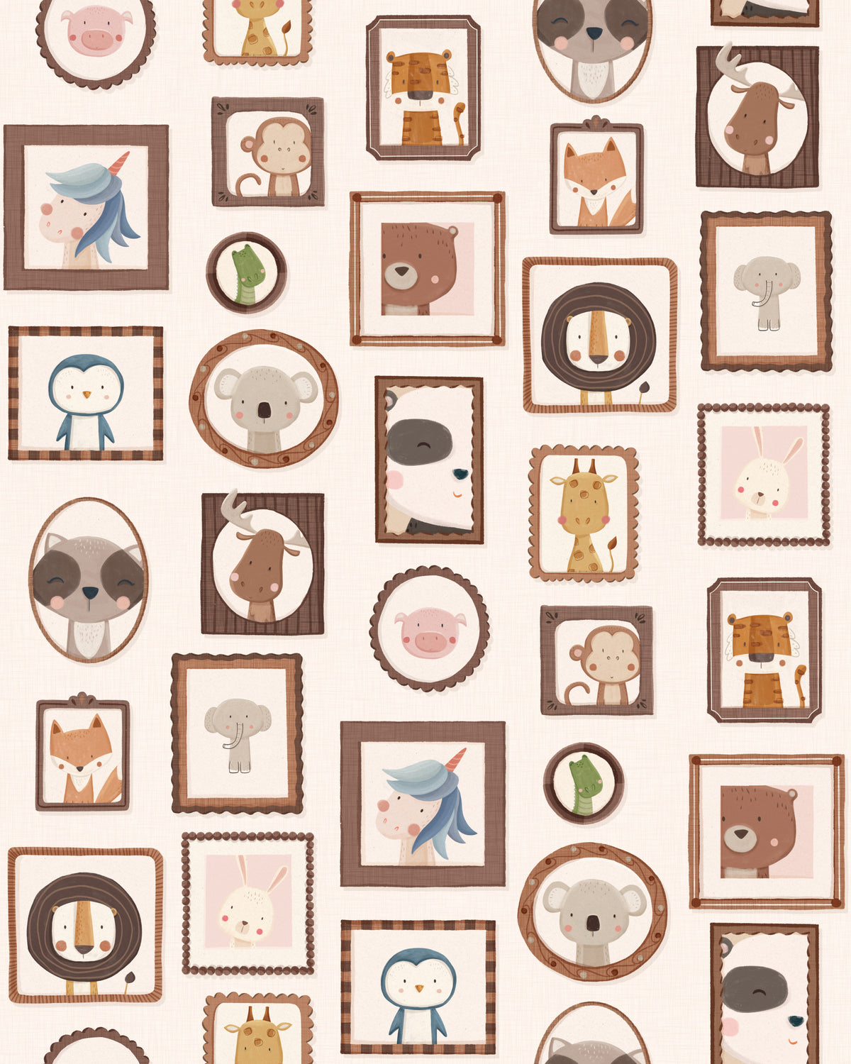 Playful Animal Portraits Wallpaper⁠ in your room — zoomed