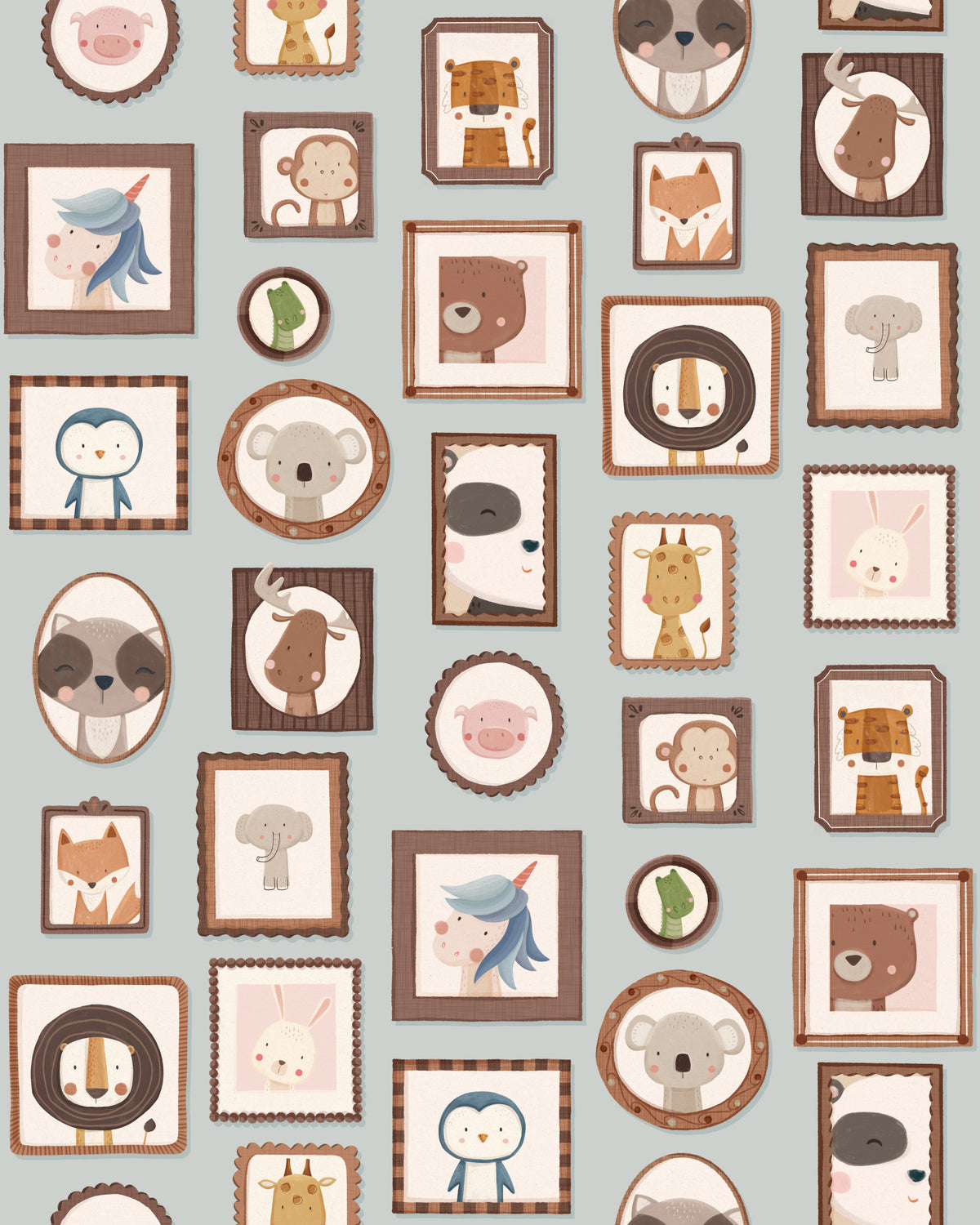 Whimsical Animal Portraits Wallpaper⁠ in your room