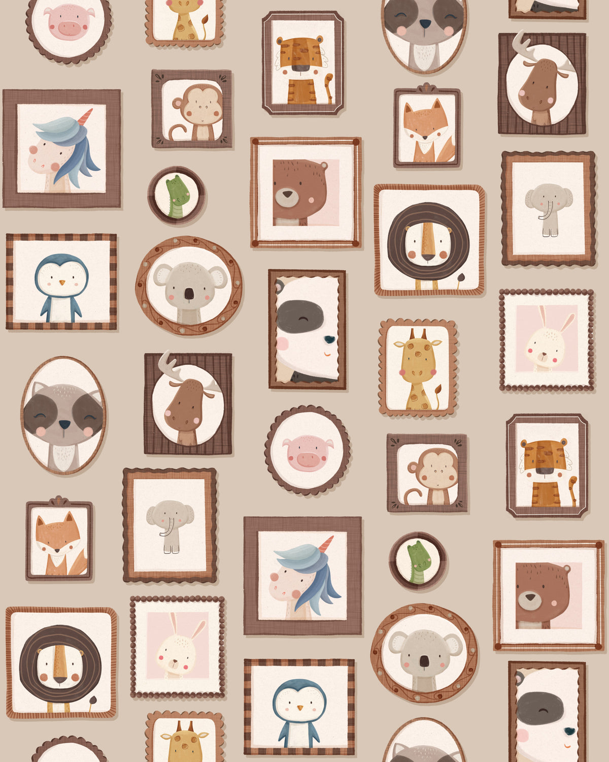 Cute Animal Frames Wallpaper⁠ in your room — zoomed