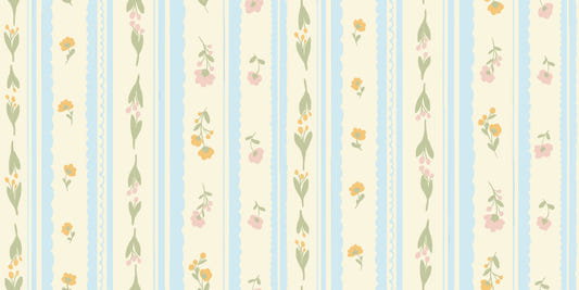 Vintage Bloom Stripes Wallpaper⁠