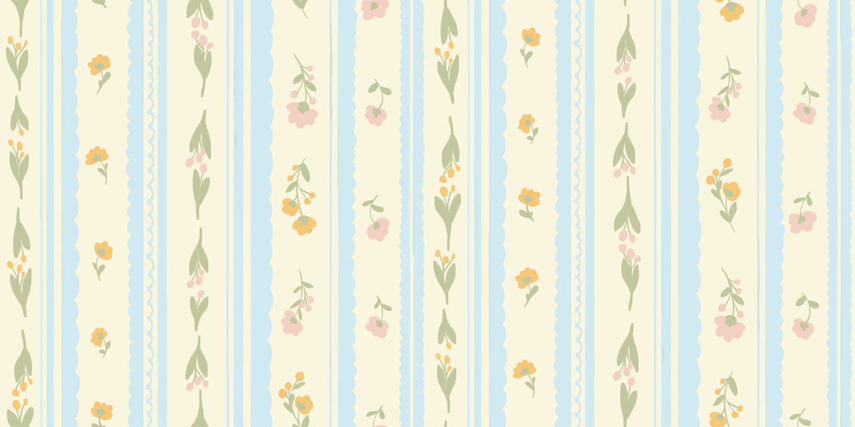 Vintage Bloom Stripes Wallpaper⁠ in your room