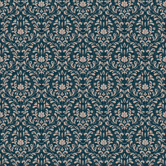 Vintage DARK BLUE DAMASK Wallpaper⁠