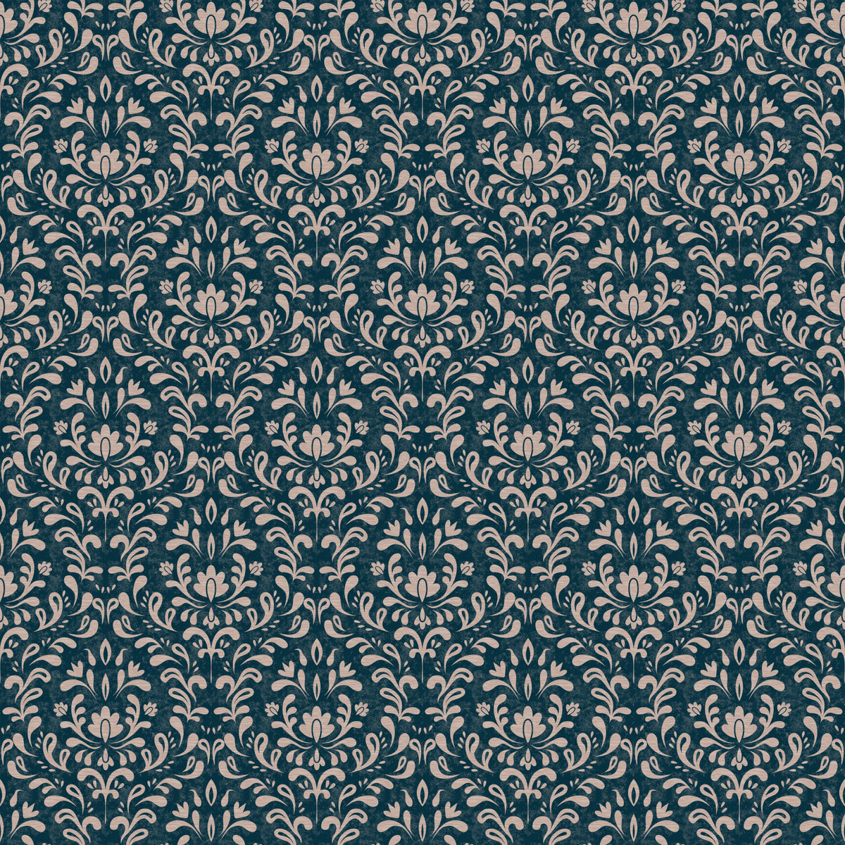 Vintage DARK BLUE DAMASK Wallpaper⁠ in your room — zoomed