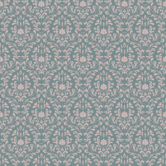 VINTAGE TEAL DAMASK Wallpaper⁠