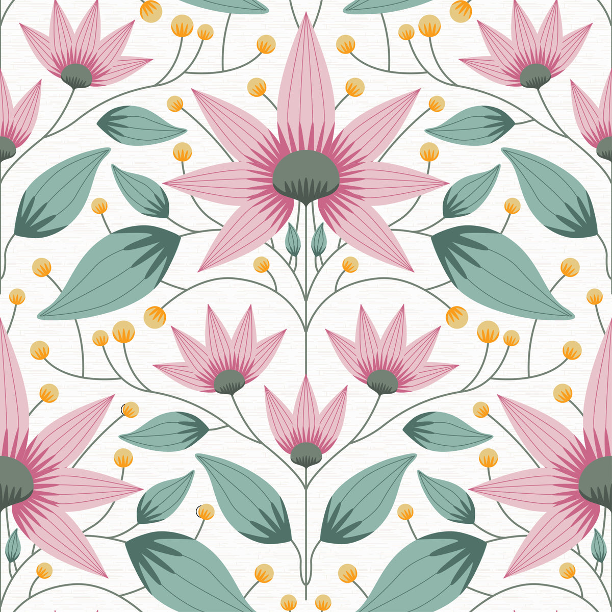 Blossom Symmetry pink Wallpaper⁠ in your room — zoomed