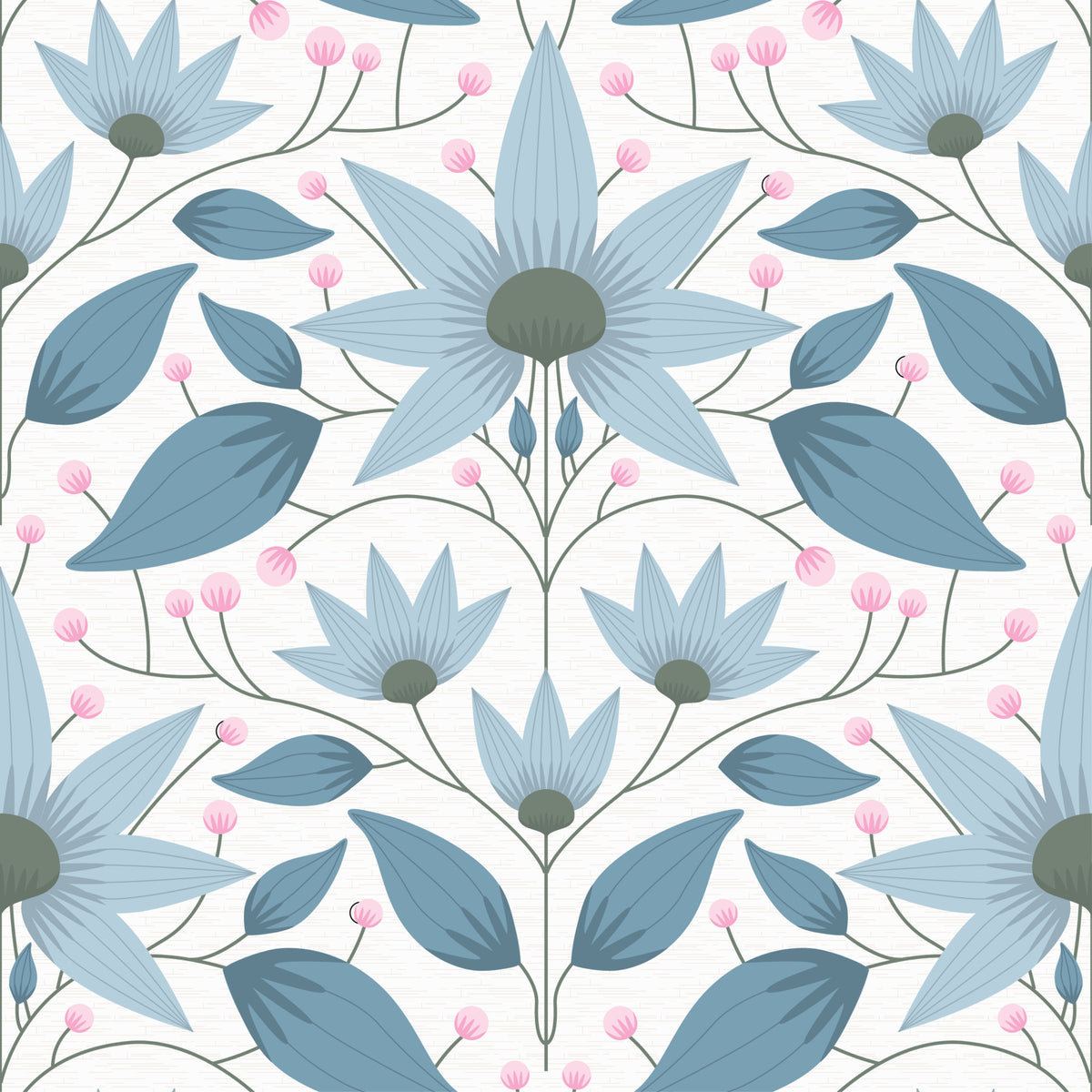 Floral Symmetry Blue Wallpaper⁠ in your room
