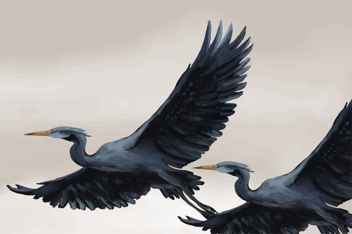 Migrating Herons Oil painting Wall Mural in your room