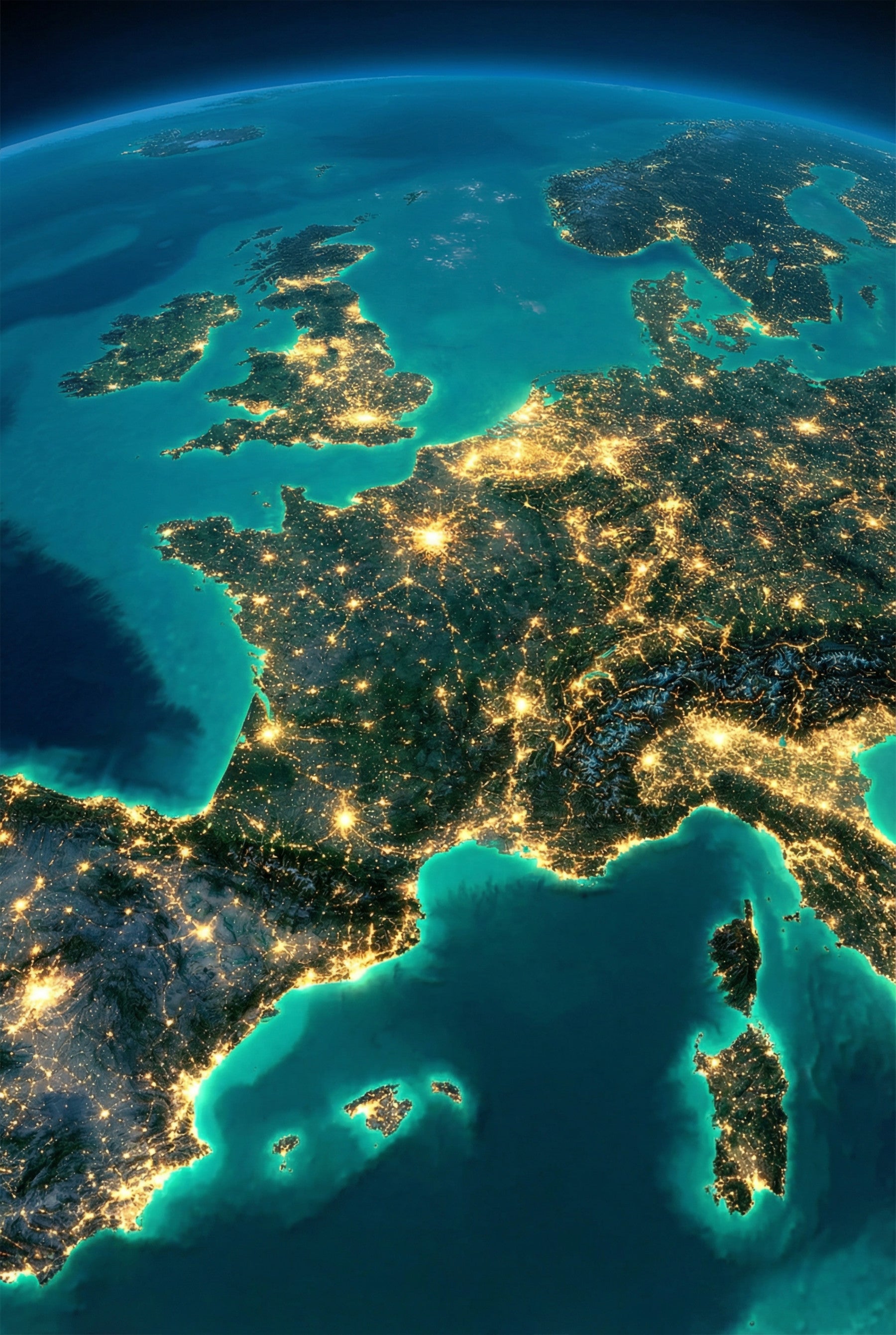 Europe at Night Wall Mural