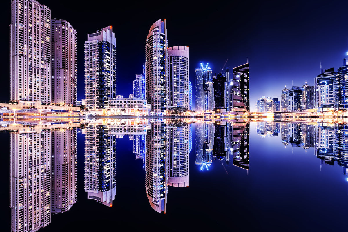 Cityscape Reflections Wall Mural in your room — zoomed