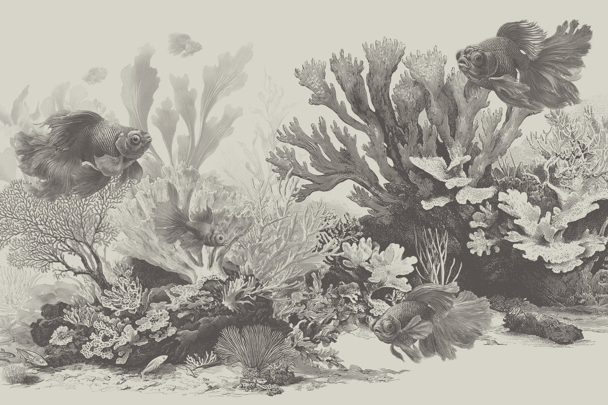 The Aquarium - Greige Wall Mural in your room