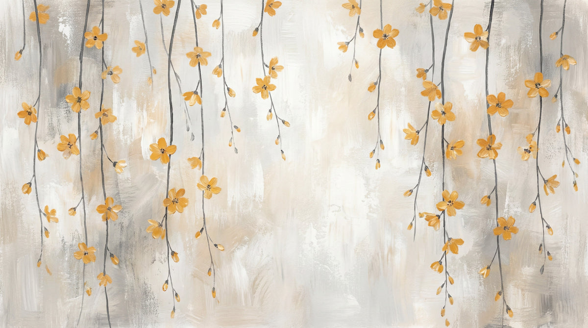 Golden Bloom Cascade Wall Mural in your room