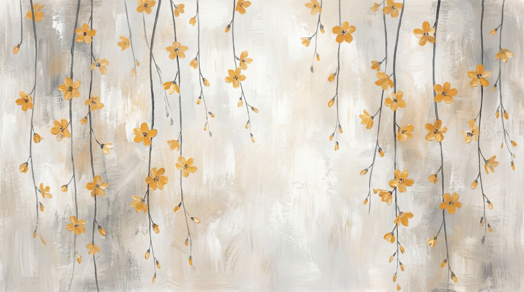 Golden Bloom Cascade Wall Mural