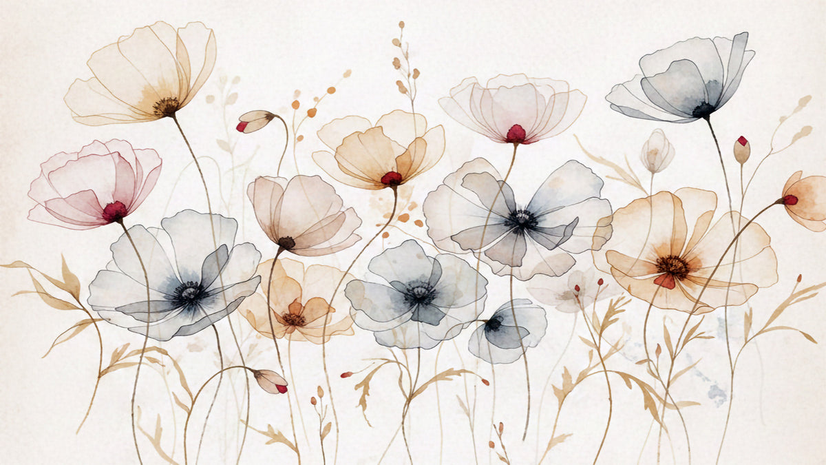 Watercolor Poppies Wall Mural in your room