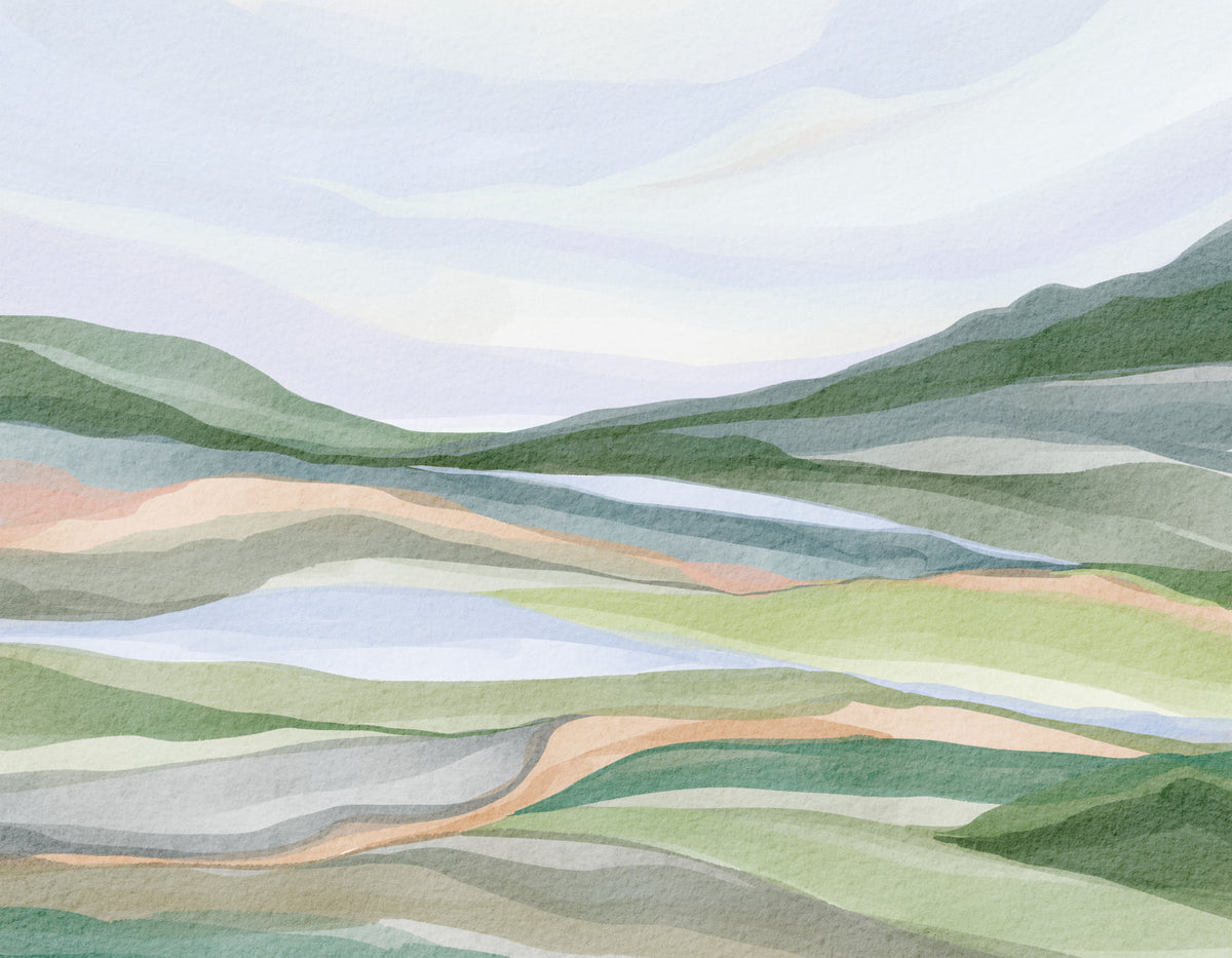 Watercolor Hillscape Wall Mural