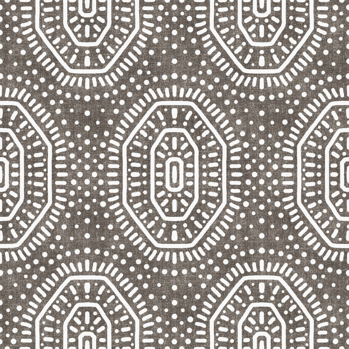 Boho Octagons Crochet Grunge Dark Bark Wallpaper⁠ in your room — zoomed