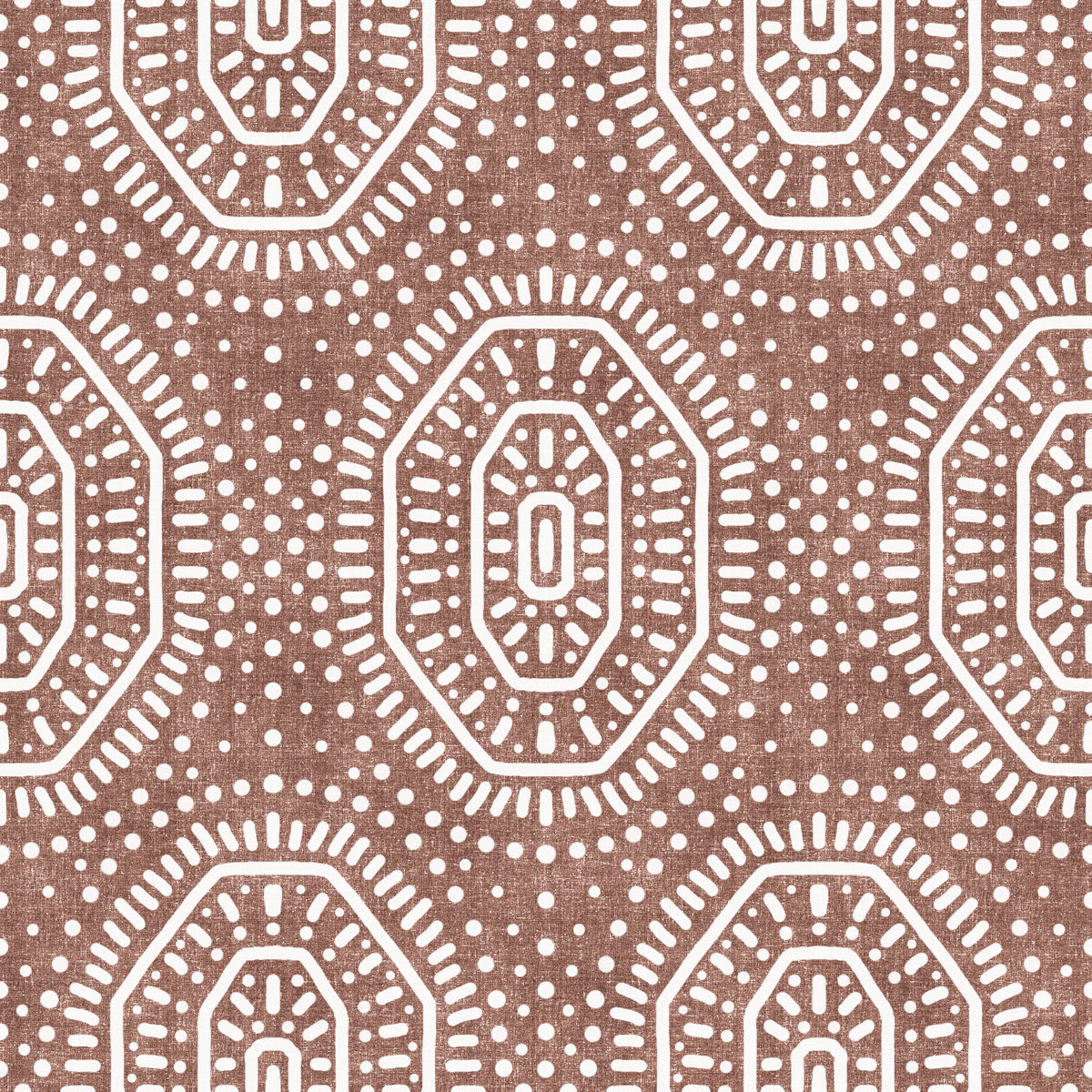 Boho Octagons Crochet Grunge Terracotta Red Wallpaper⁠ in your room — zoomed
