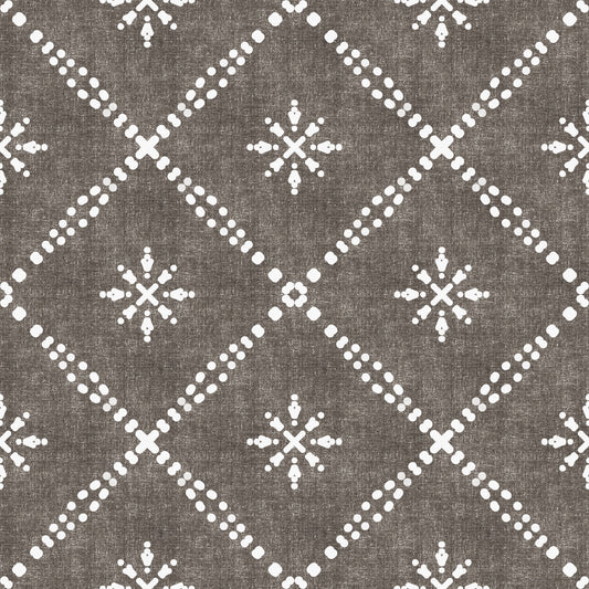 Boho Dotted Lattice Grunge Dark Bark Wallpaper⁠