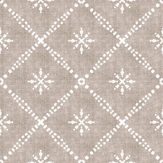 Boho Dotted Lattice Grunge Earthy Beige Wallpaper⁠