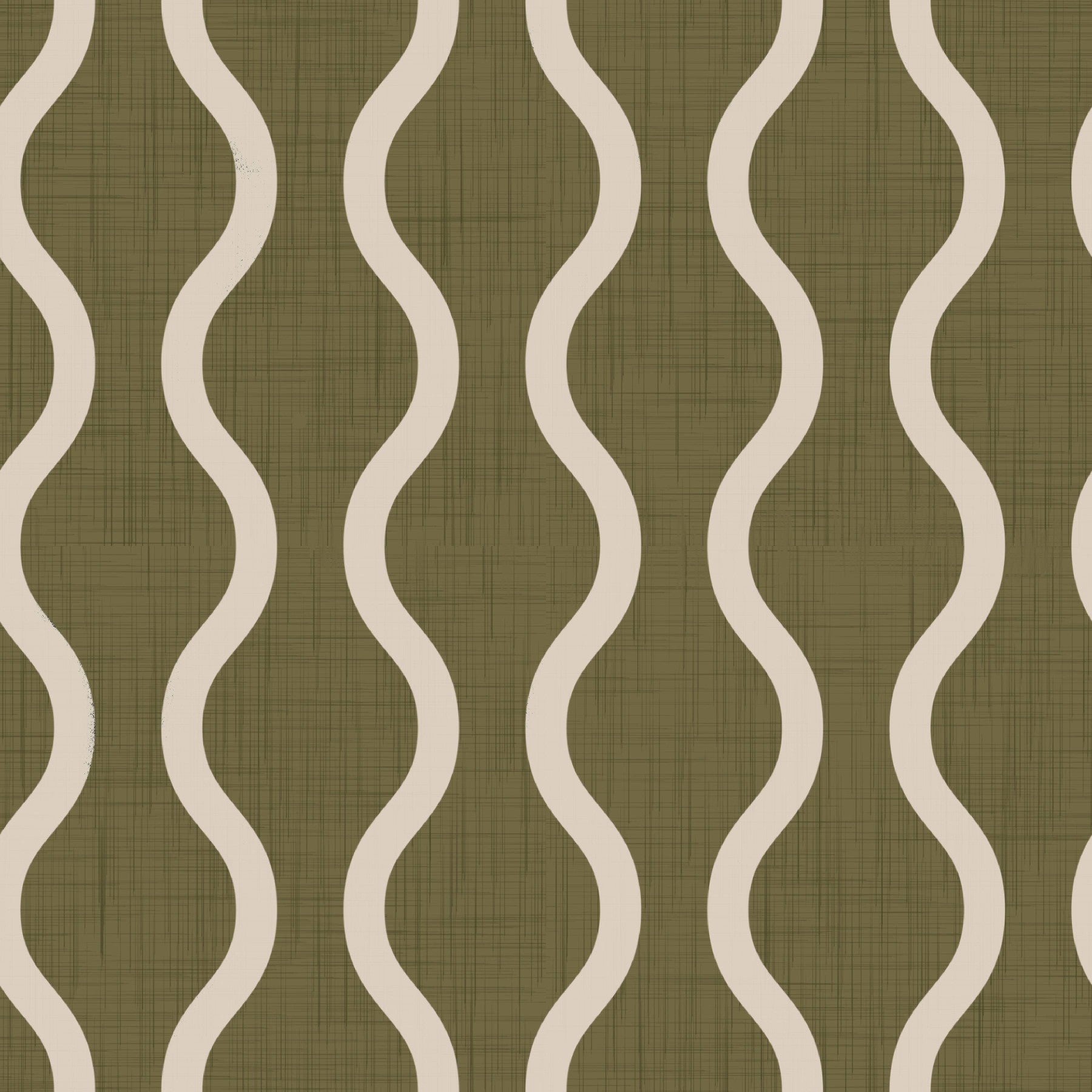 Cozy Scandi Folk Wavy Stripe Earthy Olive - Craft Stripe Wallpaper⁠