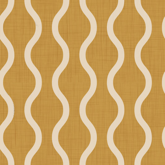 Cozy Scandi Folk Wavy Stripe Honey Mustard - Craft Stripe Wallpaper⁠