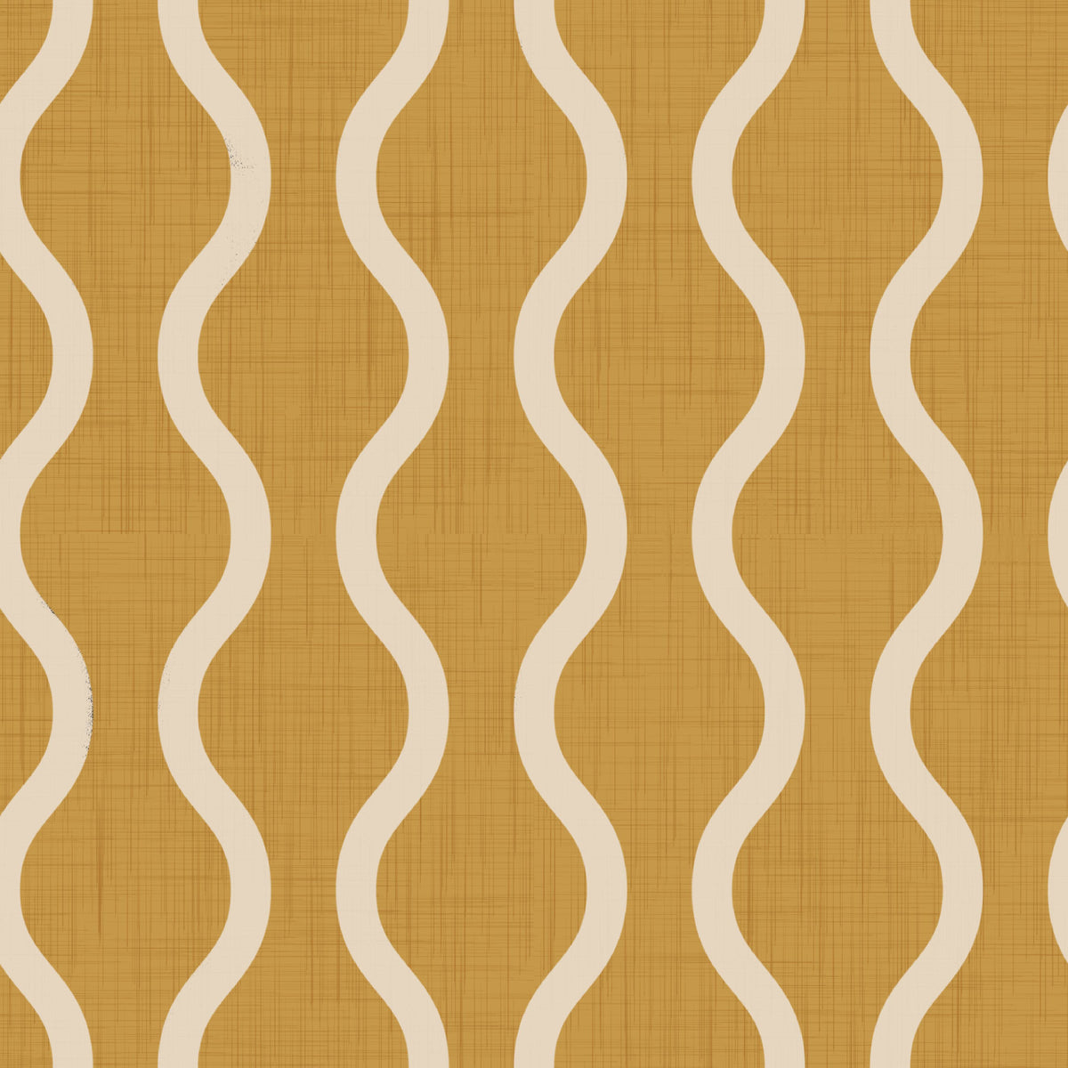 Cozy Scandi Folk Wavy Stripe Honey Mustard - Craft Stripe Wallpaper⁠ in your room — zoomed
