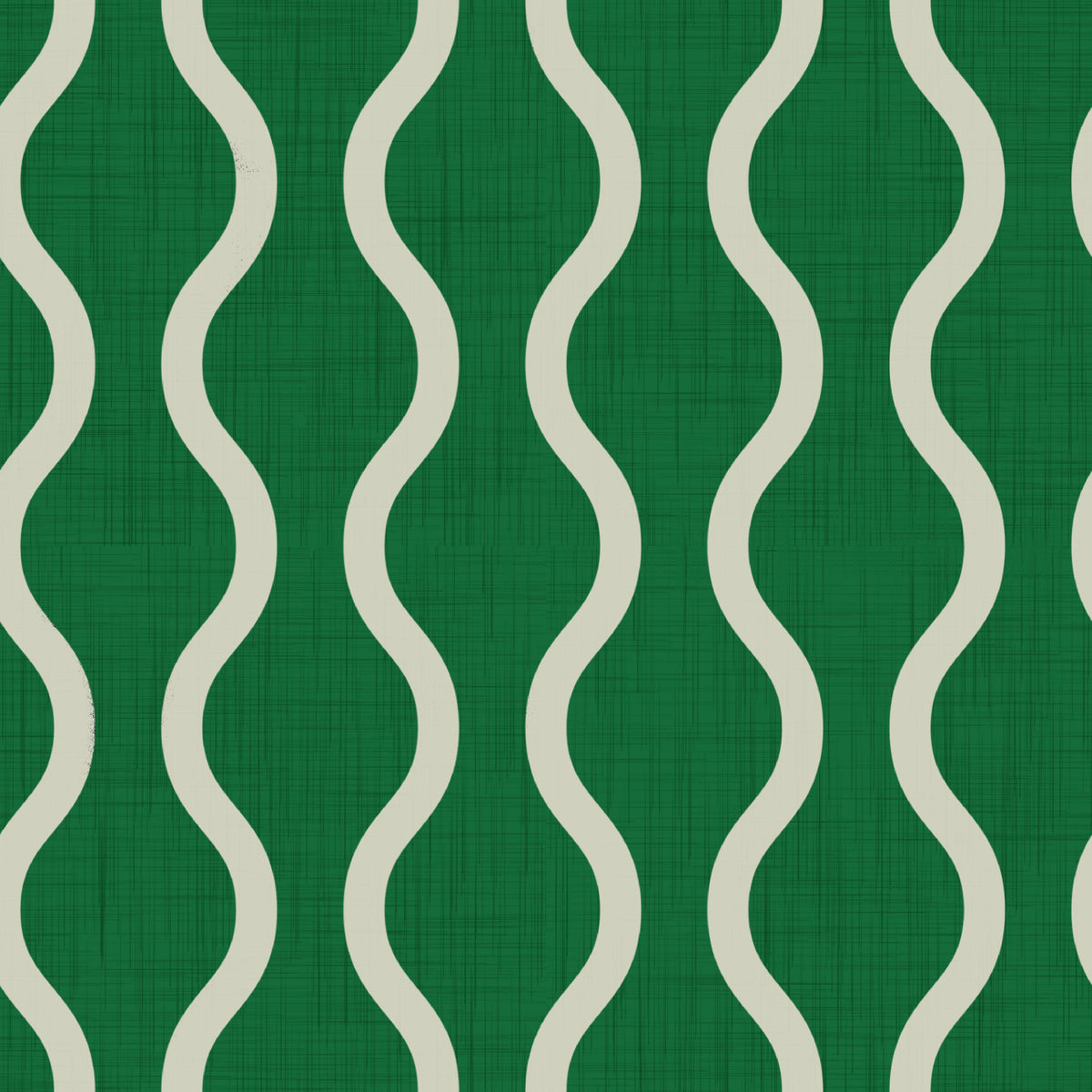 Cozy Scandi Folk Wavy Stripe Forest Green - Craft Stripe Wallpaper⁠ in your room — zoomed
