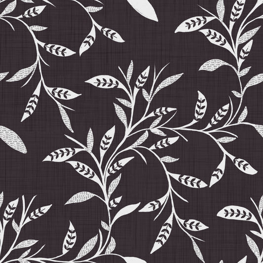 Cozy Scandi Folk Leaf Vine Charcoal - Craft Blender Wallpaper⁠