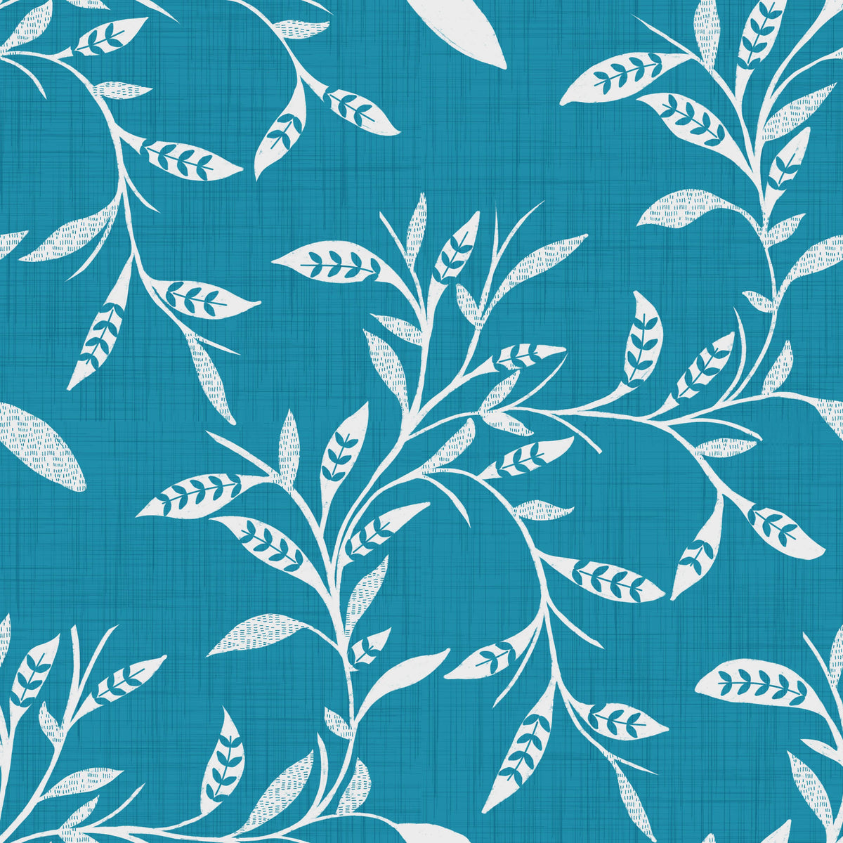 Cozy Scandi Folk Leaf Vine Nordic Teal - Craft Blender Wallpaper⁠ in your room