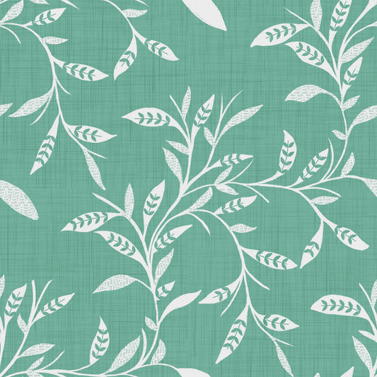 Cozy Scandi Folk Leaf Vine Sage Mint - Craft Blender Wallpaper⁠