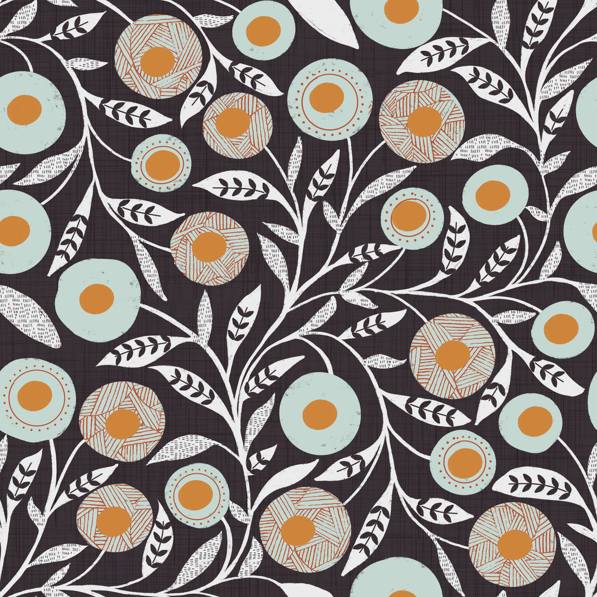 Cozy Scandi Folk Floral Warm Linen - Craft Botanical Wallpaper⁠ in your room — zoomed