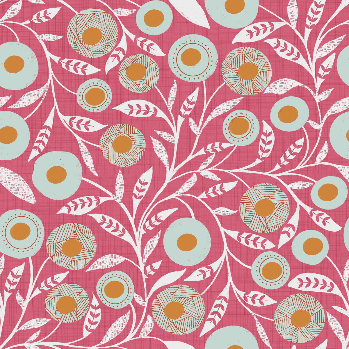 Cozy Scandi Folk Floral Rose Clay - Craft Botanical Wallpaper⁠ in your room — zoomed