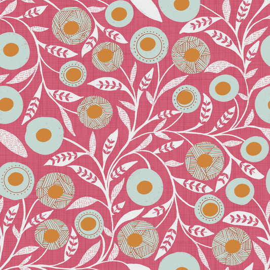 Cozy Scandi Folk Floral Rose Clay - Craft Botanical Wallpaper⁠
