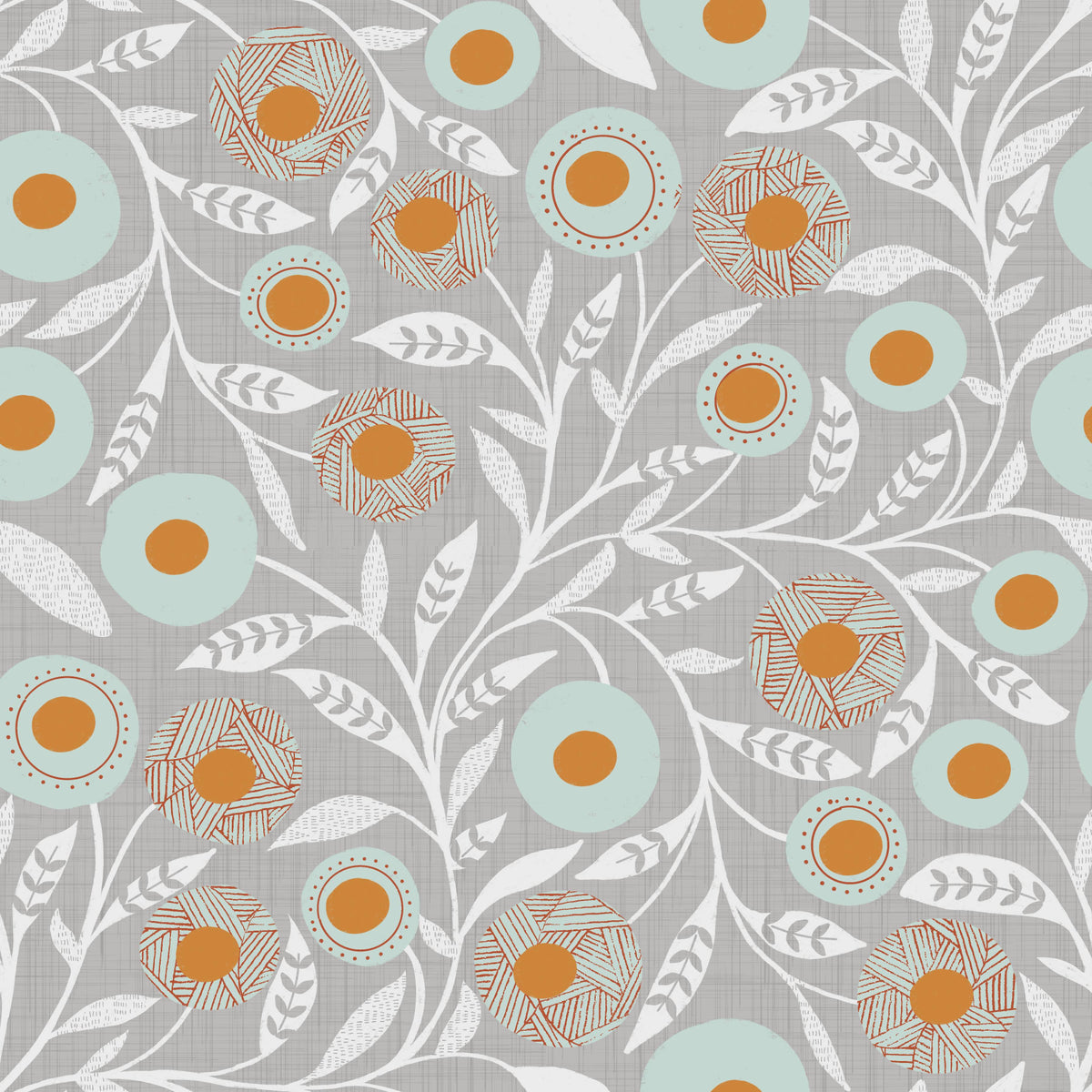 Cozy Scandi Folk Floral Warm Linen - Craft Botanical Wallpaper⁠