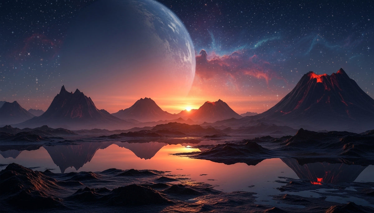 Cosmic Dusk Wall Mural in your room — zoomed