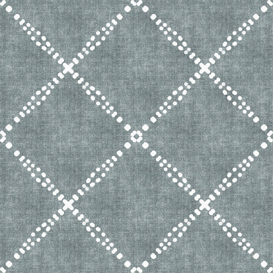 Boho Dotted Trellis Grunge Calming Blue Wallpaper⁠