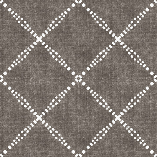 Boho Dotted Trellis Grunge Dark Bark Wallpaper⁠