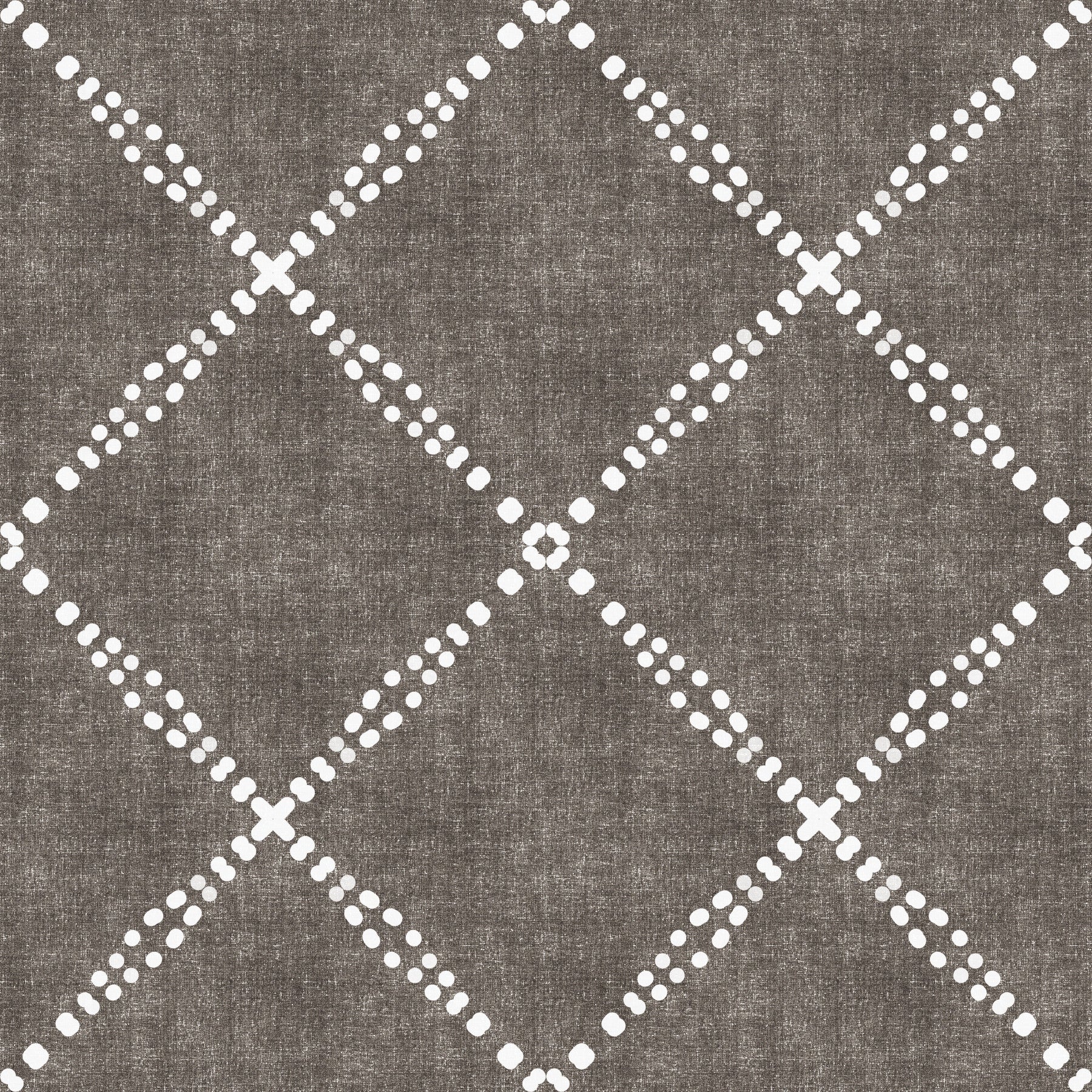 Boho Dotted Trellis Grunge Dark Bark Wallpaper⁠